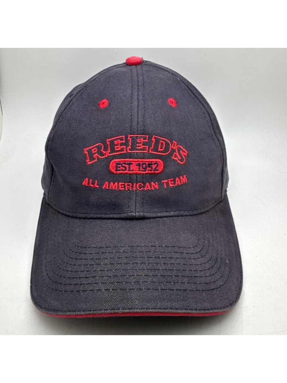 Reed's All American Team Baseball Cap Hat Gray Red Adjustable USA Made Advantage